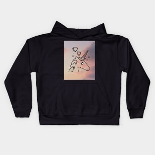 Unicorn With Pink Sky & Clouds Kids Hoodie